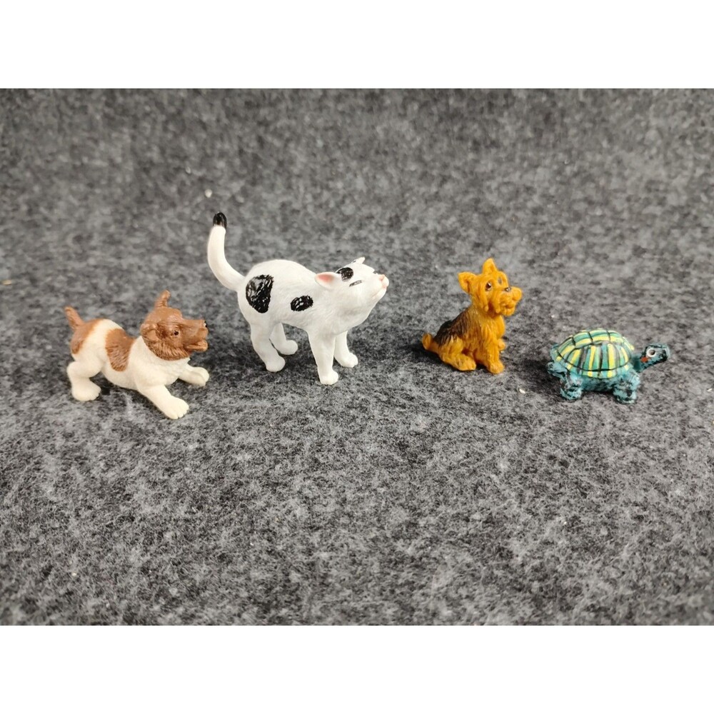 Miniature Lot Dogs Cat Turtle Resin Plastic Jack Russel Yorkie Terrier Dollhouse